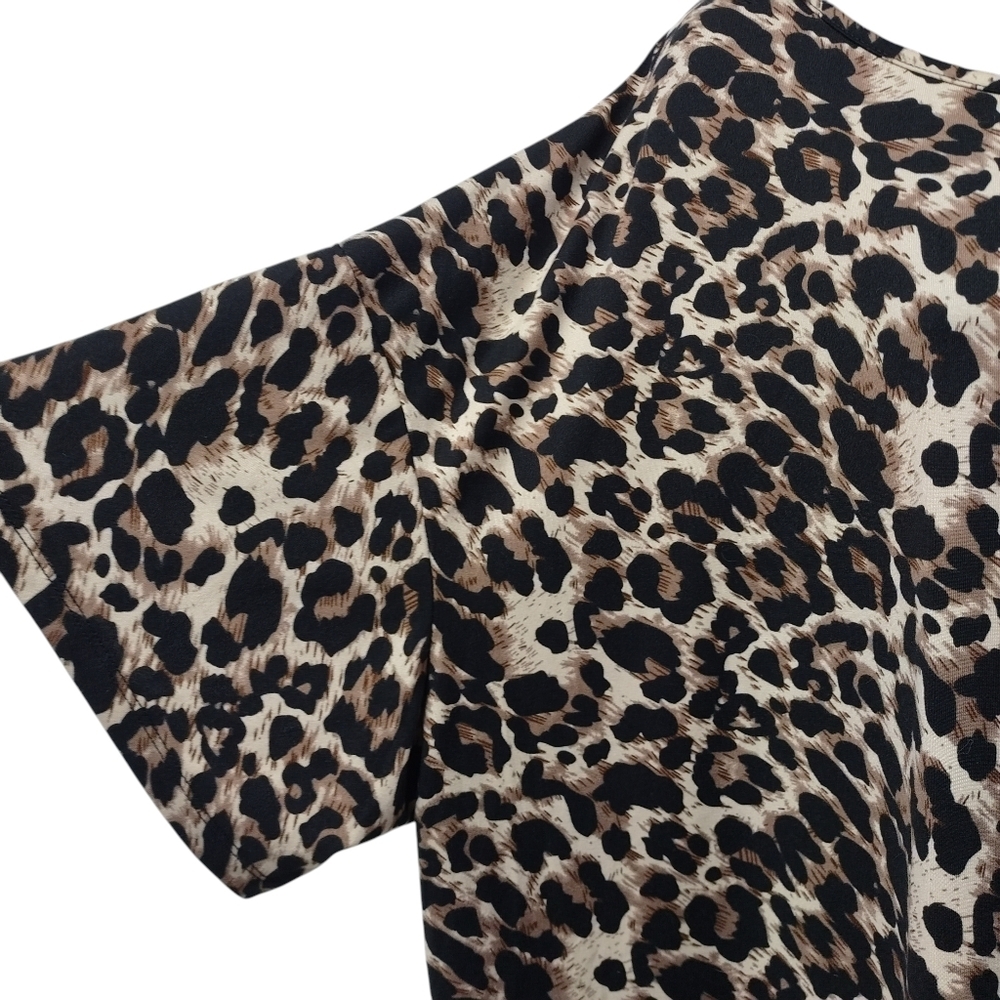 Emery Rose Womens Leopard Print Pullover Stretch Soft Blouse Plus Size 4XL - Picture 4 of 8